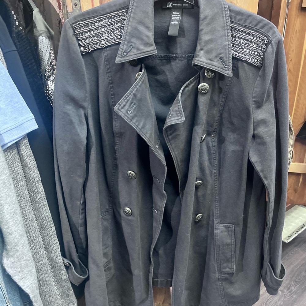 INC International Concepts Black Cotton Jacket XL